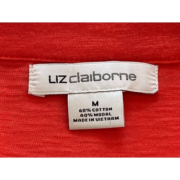 NWT Liz Claiborne Cotton Blend Roll Tab Button Down Shirt in Orange Blaze, M - Picture 6 of 11